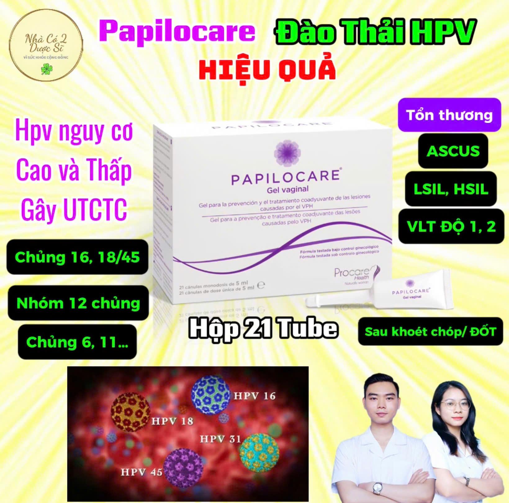 Papilocare Hộp 21 Tube Gel Đặt Âm Đạo Gel Vaginal Hỗ Trợ Đào Thải HPV, Phục Hồi Và Dự Phòng Sang Thương Cổ Tử Cung Do HPV Gây Ra (21 tuýp x 5ml) 8437018976294
