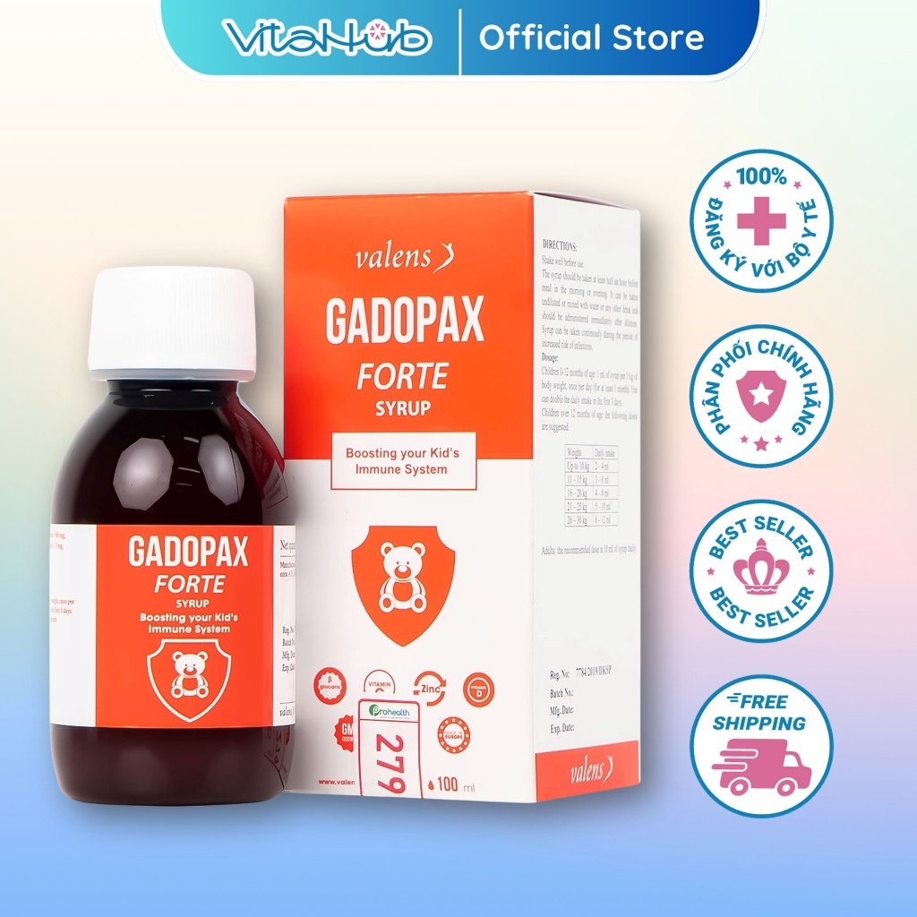 Siro tăng cường đề kháng cho bé Valens Gadopax Forte Syrup 100ml