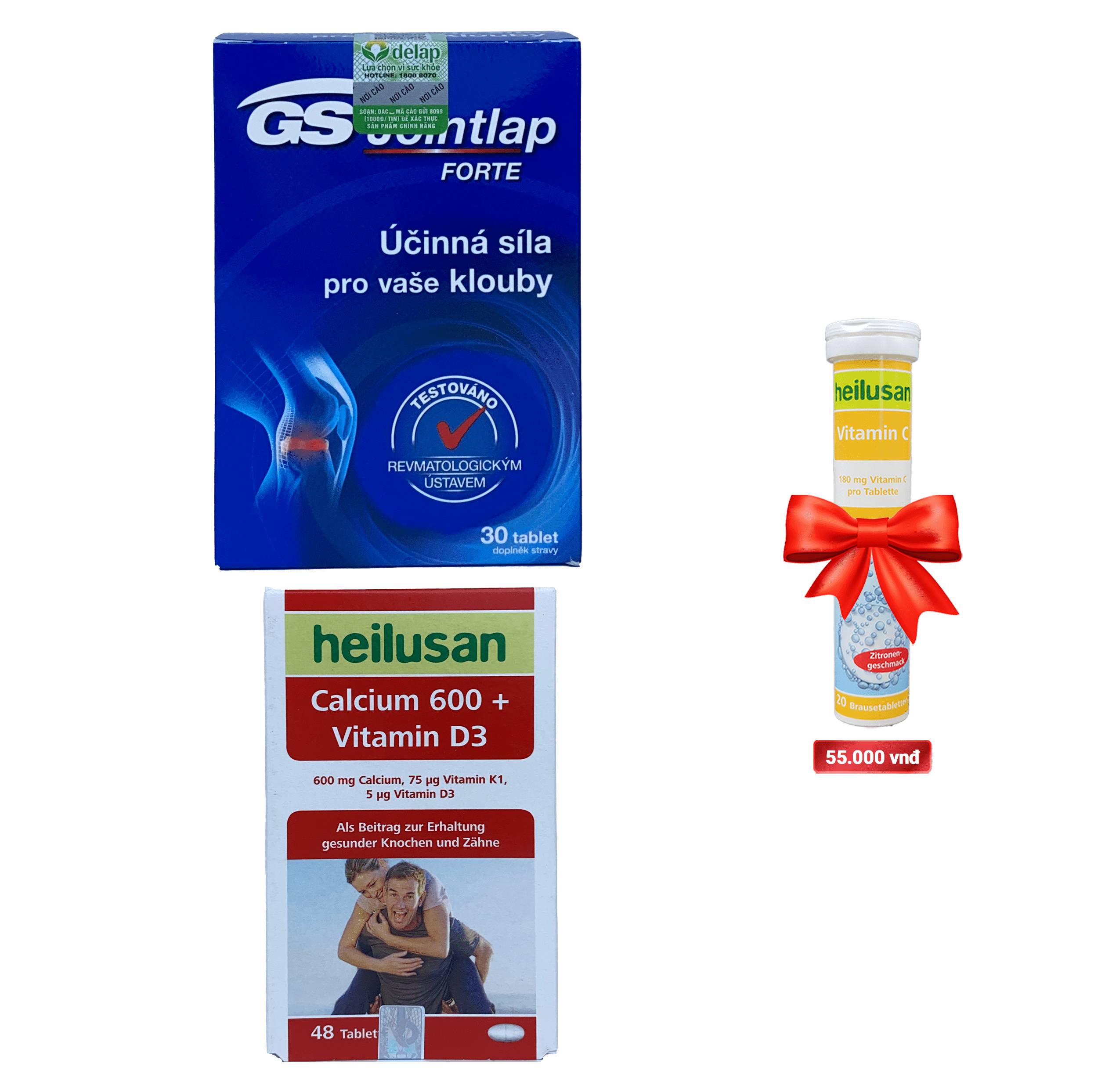 Bộ sản phẩm xương khớp (GS Jointlap, Heilusan Calci D3 ), tặng 1 Heilusan Sủi C