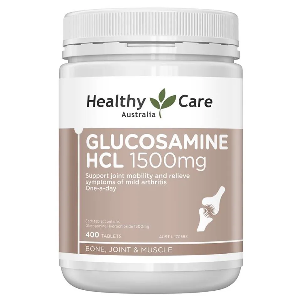 Viên uống Healthy Care Glucosamine HCL 1500mg – Hỗ trợ xương khớp (Lọ 400 viên)