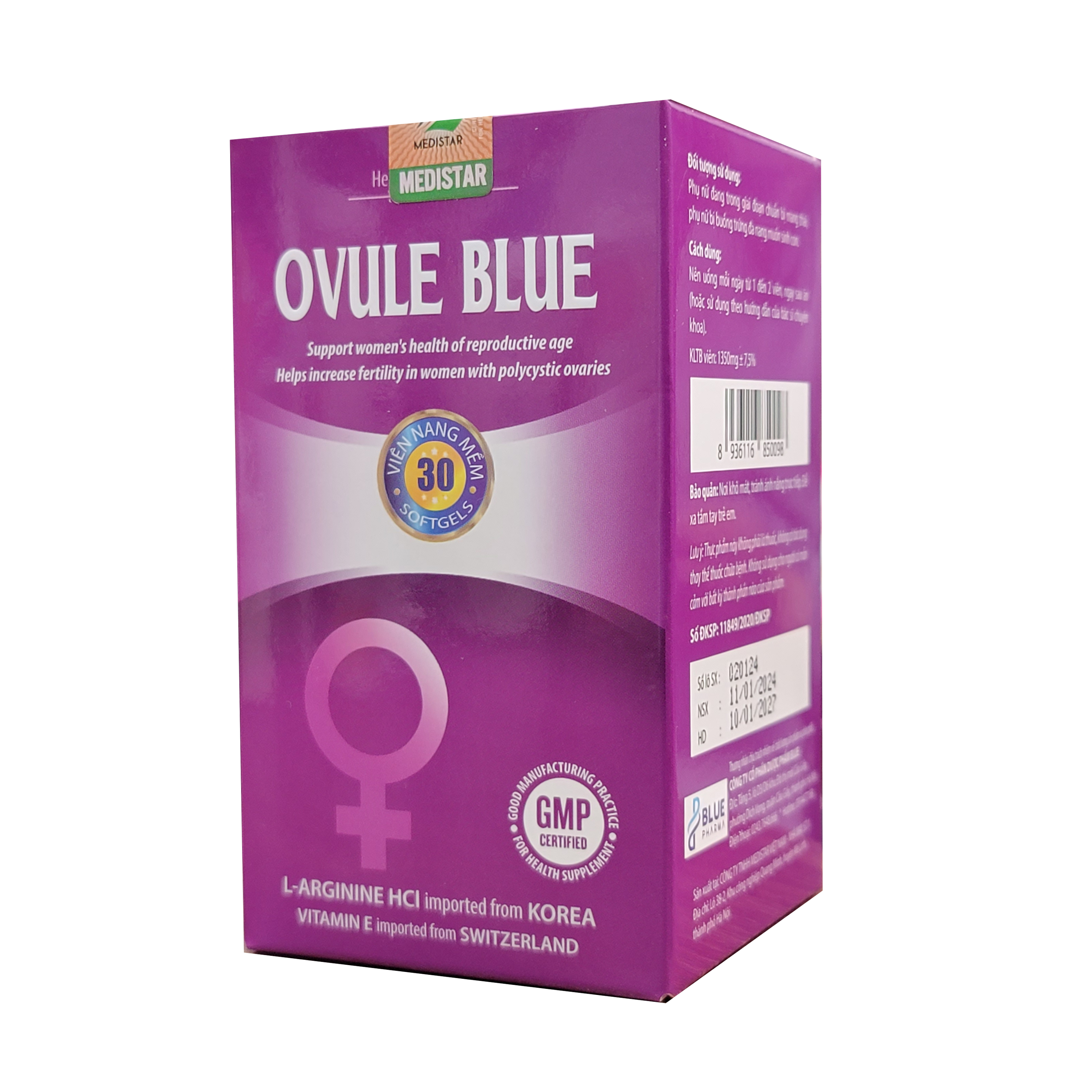 Viên uống Ovule Blue – Tăng cường sức khỏe, tăng thụ thai cho phụ nữ có ý định mang thai (30 viên)